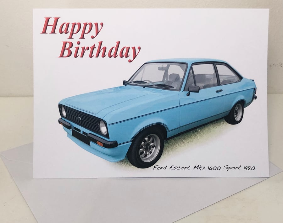 Ford Escort Mk2 Sport 1980 (Blue) - Birthday, Anniversary, Retirement or Plain