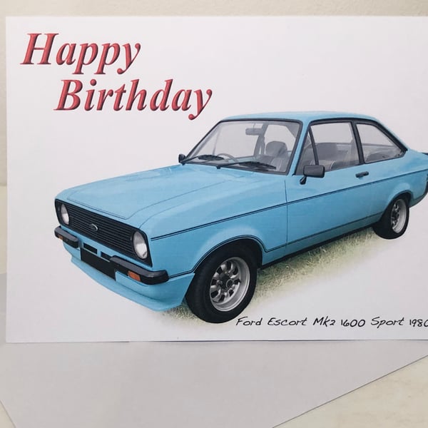 Ford Escort Mk2 Sport 1980 (Blue) - Birthday, Anniversary, Retirement or Plain