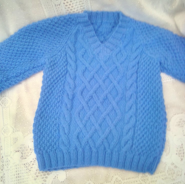 Lattice Cable Aran Jumper for a Boy or Girl, Ch... Folksy