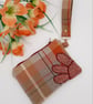 Check clutch bag with clip on handle and flower applique.  - Image 9