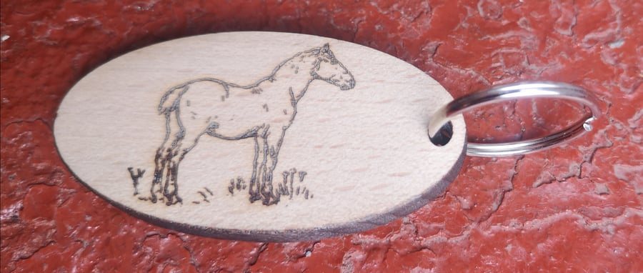 Homemade Horse keyring. Beech (4)