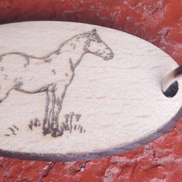 Homemade Horse keyring. Beech (4)