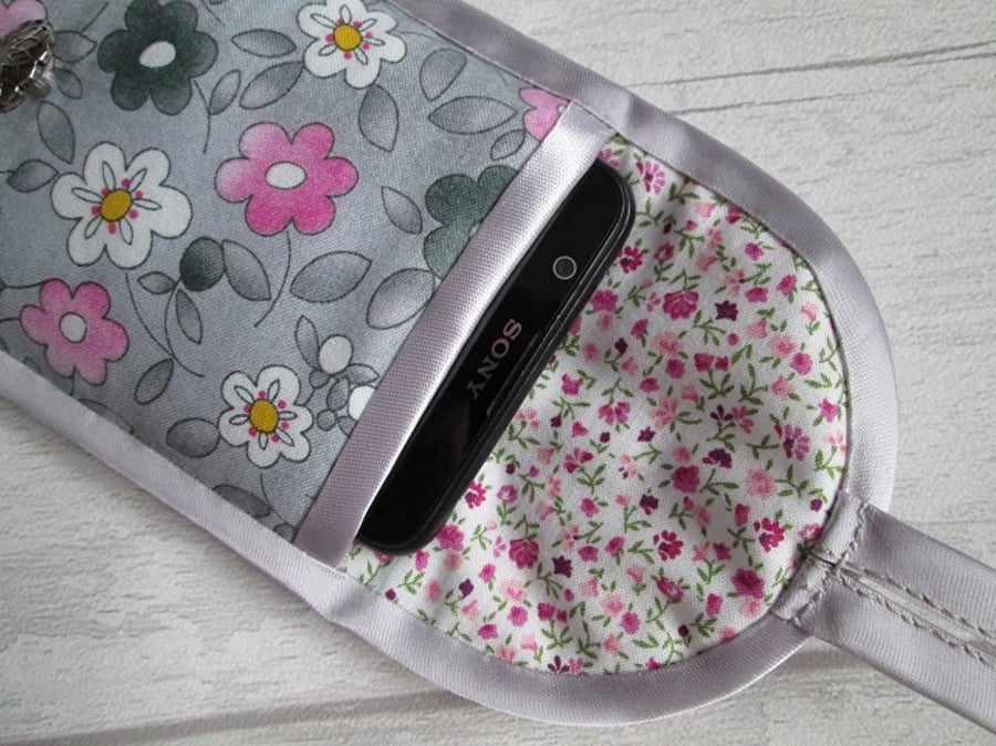 Pink, Grey and White Floral Glasses or Phone Case