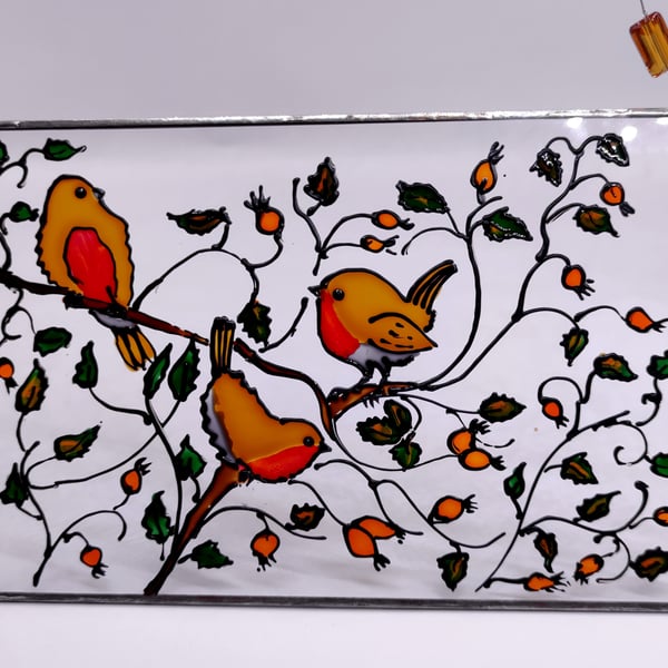 Handmade, glass painted window hanging