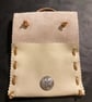 Small Pouch - Ivory White Leather Medieval Style - Ribbon button FREE SHIP - Image 2