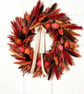 Autumn Brown Red & Orange Dried Wreath 35cm – Harvest Door Decor with Velvet Rib - Image 5