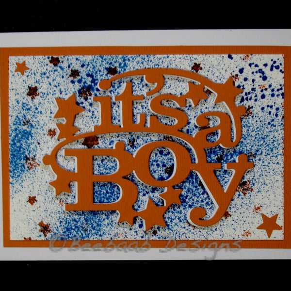 It's a Boy Handmade New Baby Card, Baby Shower or Gender Reveal Card