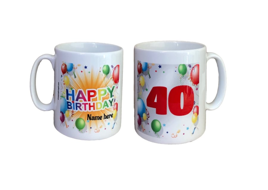 Personalised Birthday Mug. Add the name and age. Birthday mugs 