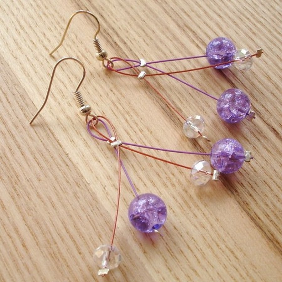 Crystal and Crackle Glass Cherry Drop Earrings