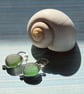 Beautiful Olive Green Seaham Seaglass Dangling Earrings Sterling Silver 925