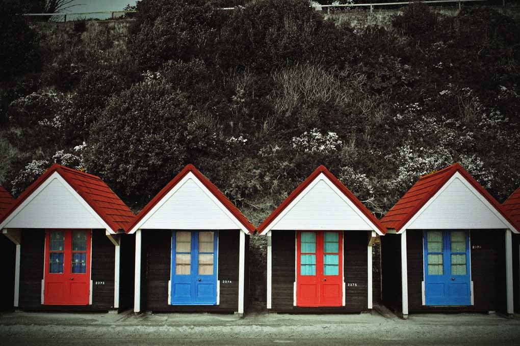 Bournemouth Beach Huts Dorset England UK 18"X12" Print