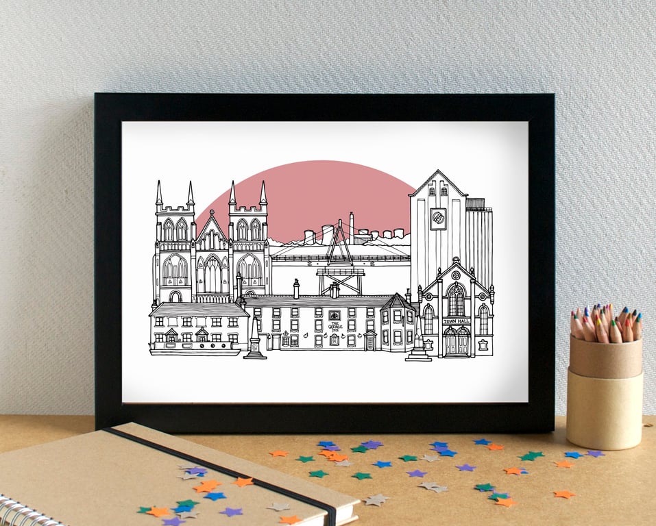 Selby Landmarks Skyline Art Print
