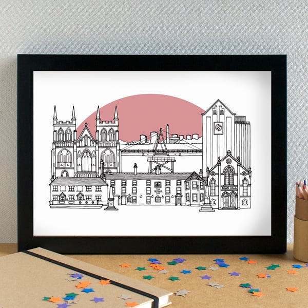 Selby Landmarks Skyline Art Print
