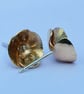 Gold Welsh Poppy Earrings: 9ct Gold with Sterling Silver - Image 6