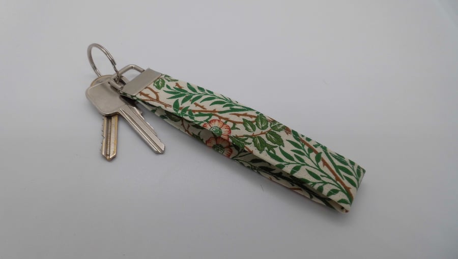 CLEARANCE Key ring wrist strap in William Morris fabric