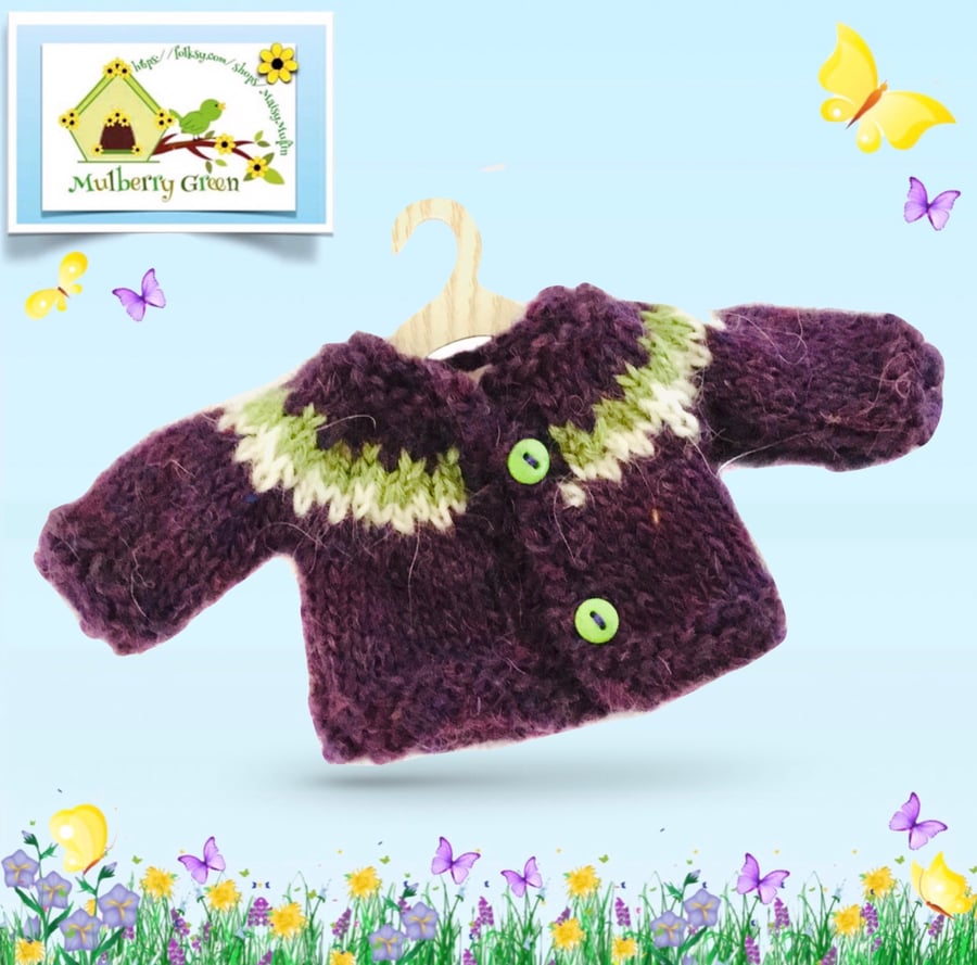 Purple and Green Yoked Cardigan