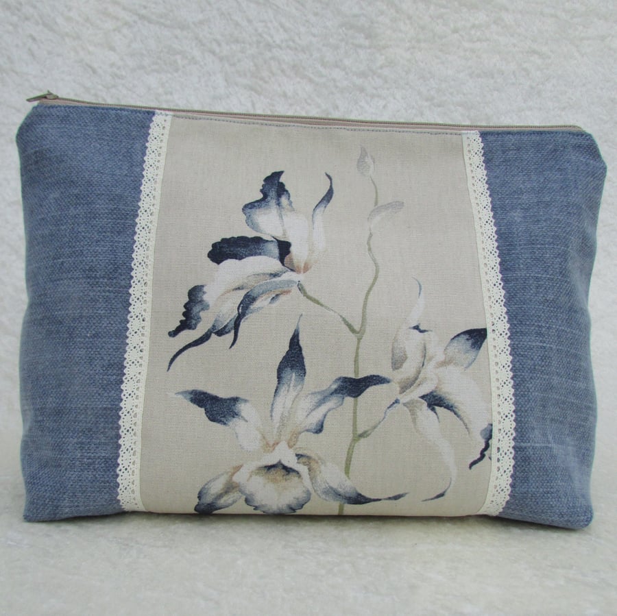 SALE - Blue Irises toiletry bag