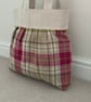 Beautiful Pleated Tote Bag, Berridale Check and LInen Fabric, Magnetic Snap