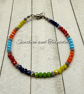  Handmade Rainbow Beaded Bracelet – Colourful 3x4mm Faceted Glass Bead Jewellery - Image 1