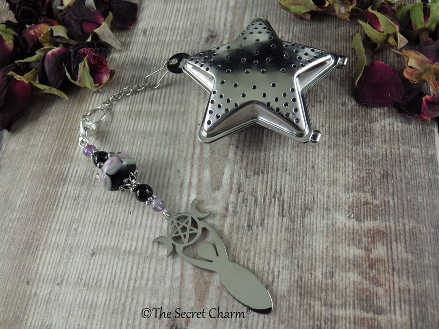 Goddess Tea Ball With Gemstones, Loose Tea Infuser, Handmade Tea Lover's Gift