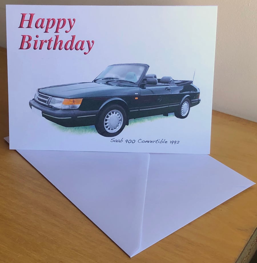 Saab 900 Convertible 1992 - Birthday, Anniversary, Retirement or Plain Card