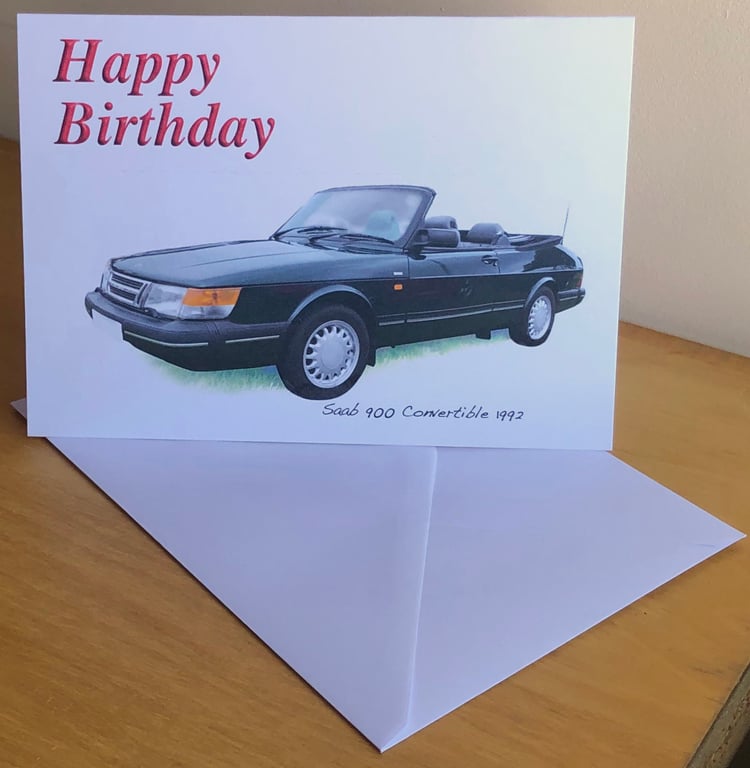 Saab 900 Convertible 1992 - Birthday, Anniversary, Retirement or Plain Card