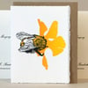 'Wheal Margery Bee' - Yellow Flower - Original Print Lino Cut Card