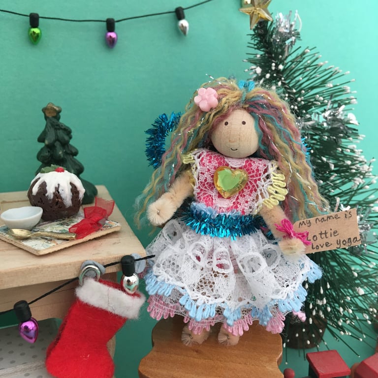 Tiny Pink, Blue And Yellow Fairy Doll Decoration, Christmas Tree Fairy