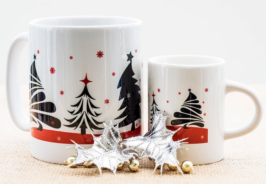 Xmas Coffee Mug Christmas Trees gifts for coffee lovers addicts secret santa  