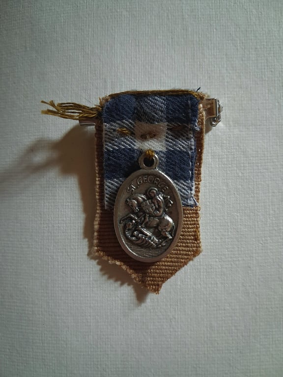 Hand-sewn St George's medal brooch