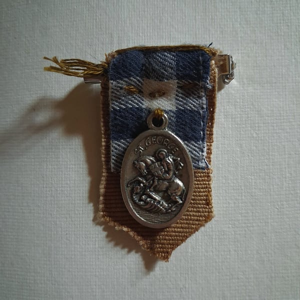 Hand-sewn St George's medal brooch