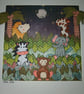 Quirky art nursery original cute jungle animals Happy art mixed media picture - Image 2