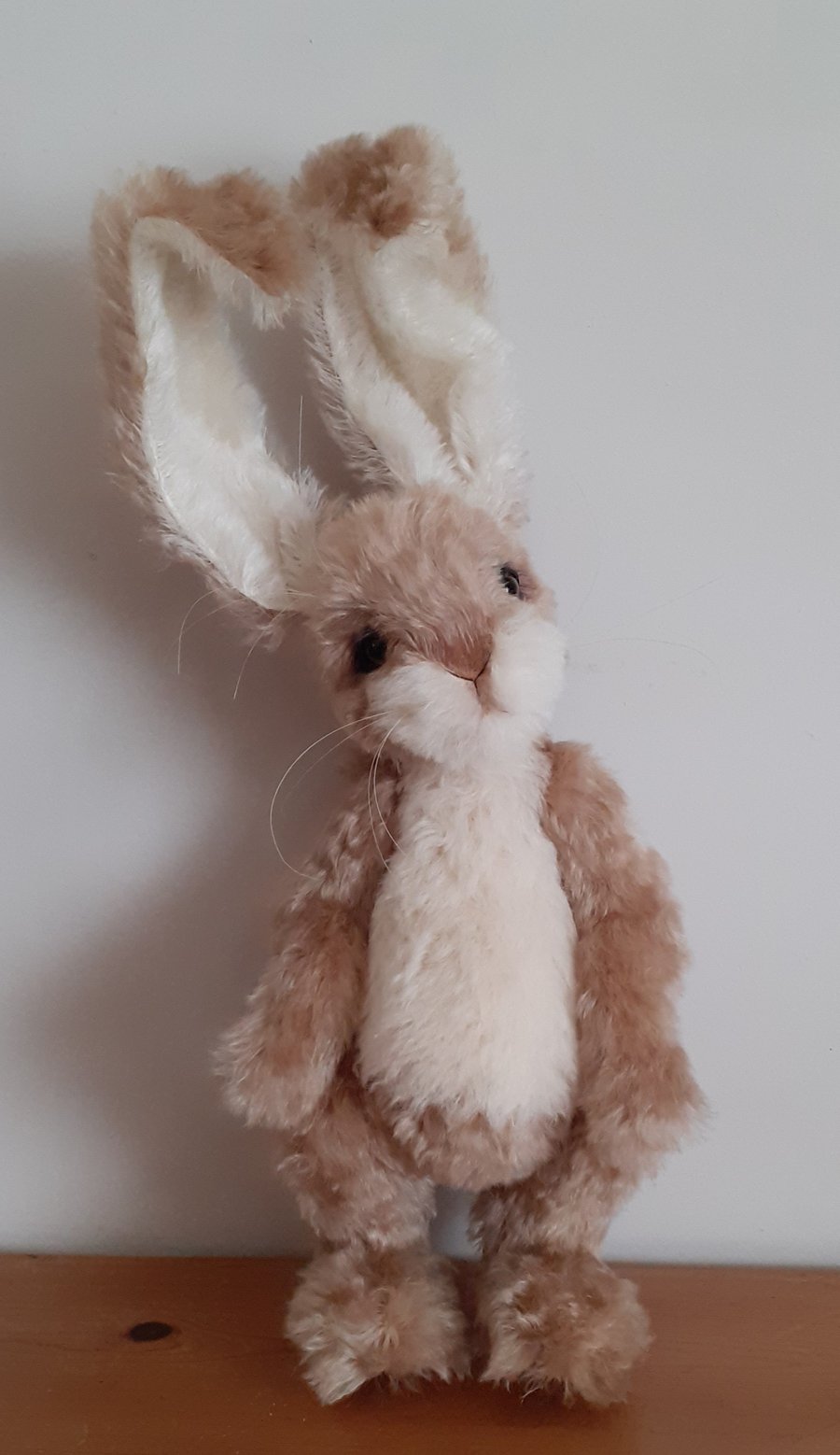 OLIVER, handcrafted character Rabbit, mohair fabric, jointed, poseable, OOAK, co