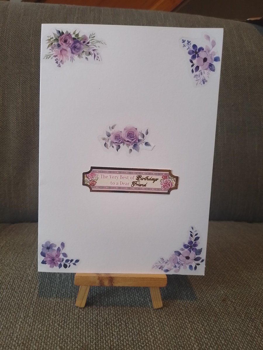 Dear Friend Purple floral birthday card handmade