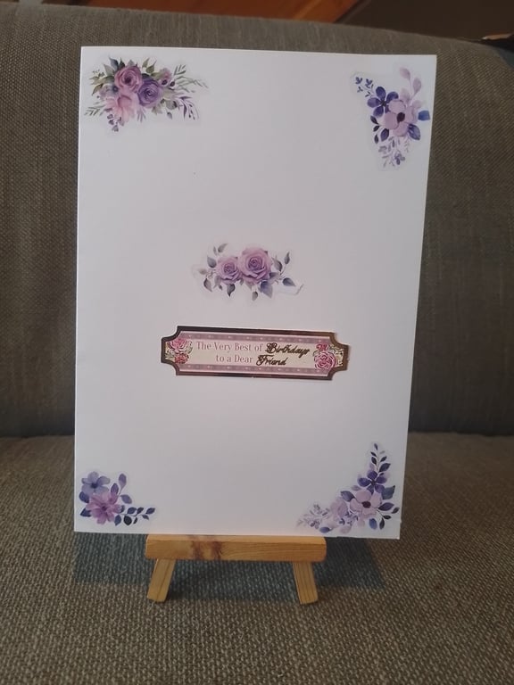 Dear Friend Purple floral birthday card handmade