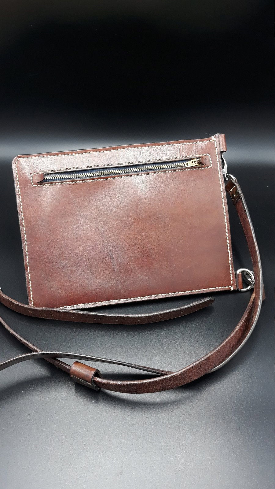 Handmade Leather Travel Security Pouch.