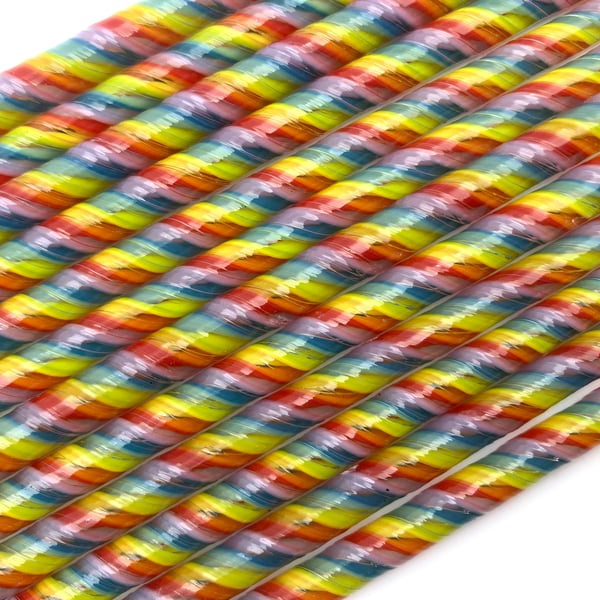 Twisted cane 12cm Rainbow pack Bullseye 90 coe glass Vitrigraph twisties