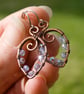 Copper Wire Wrapped Pendant & Earrings Set with Pale Blue AB Beads - Image 8