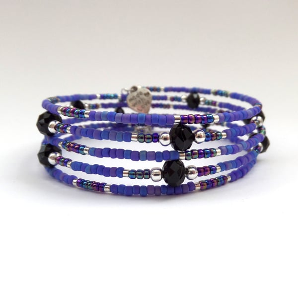 Lupin Blue and Black Crystal Bangle