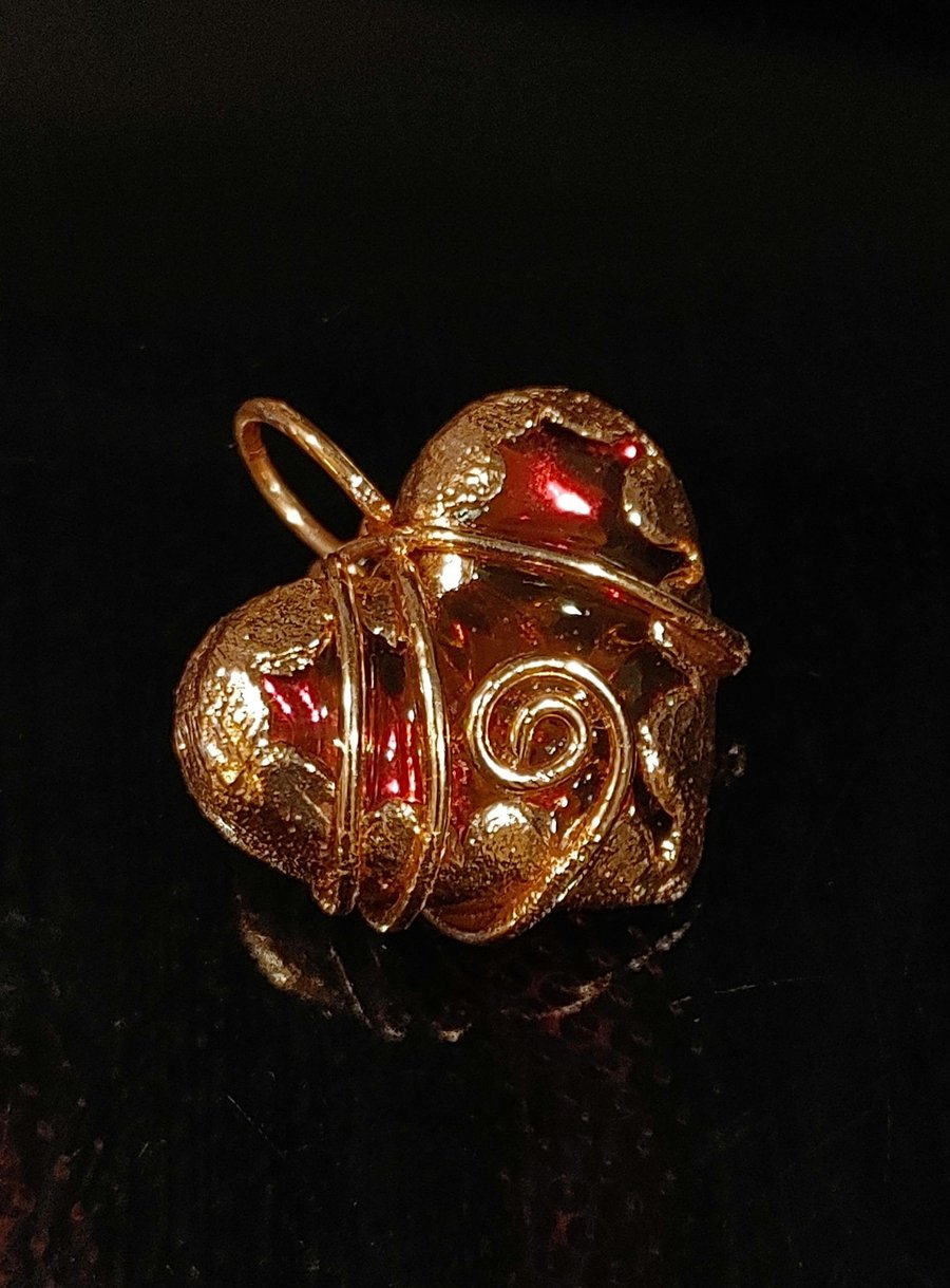 Copper Heart with Iridescent Red Center