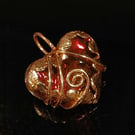 Copper Heart with Iridescent Red Center