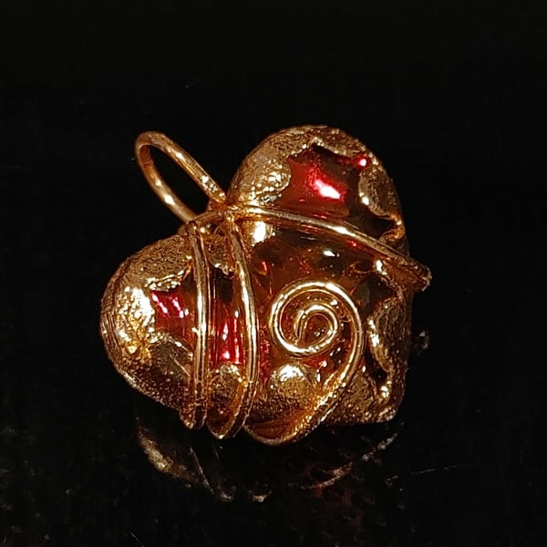 Copper Heart with Iridescent Red Center