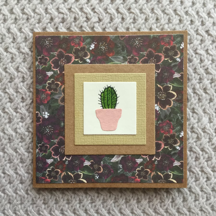 Hand drawn Cactus greeting card Floral