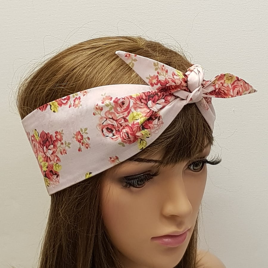 Top tie head scarf floral self tie headband hair wrap bandanna