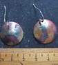 Flame Painted Copper Round Earrings with star imprint - Image 3