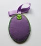 Decoration - Hanging oval - silver flower embroidery. - Image 2