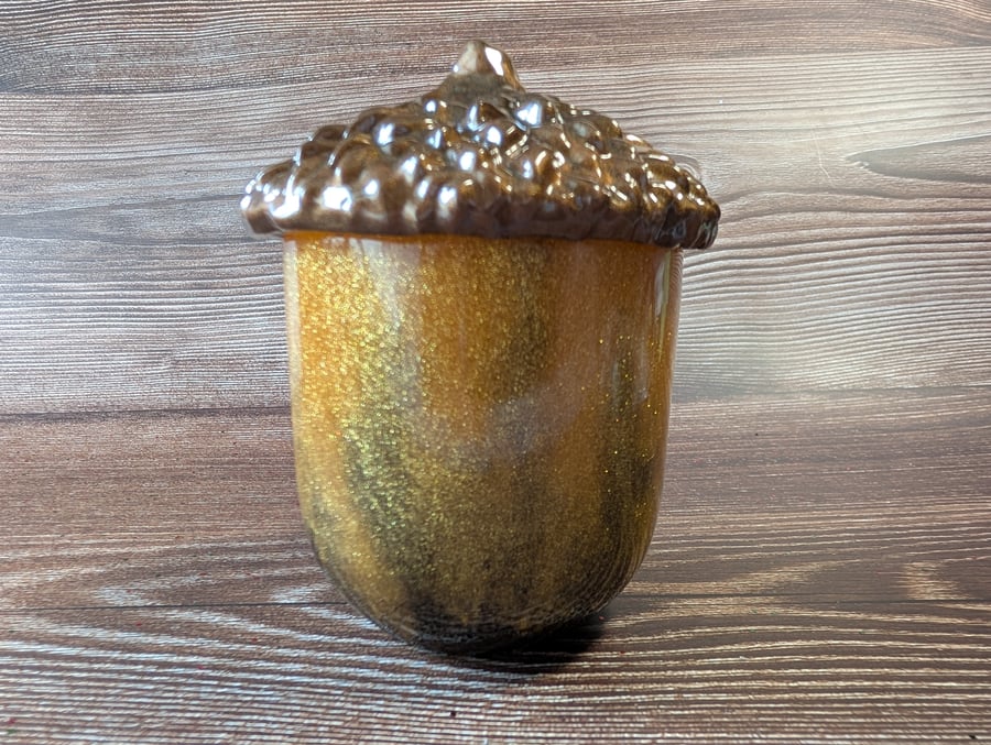 Handmade Resin Acorn Jar - Autumn Decor or Unique Gift