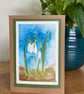 Cards, Greeting card, snowdrop flowers, blank, hand painted original, birthday.  - Image 2