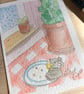 Stormy Snack, miniature watercolour painting on watercolour paper, trading card - Image 4
