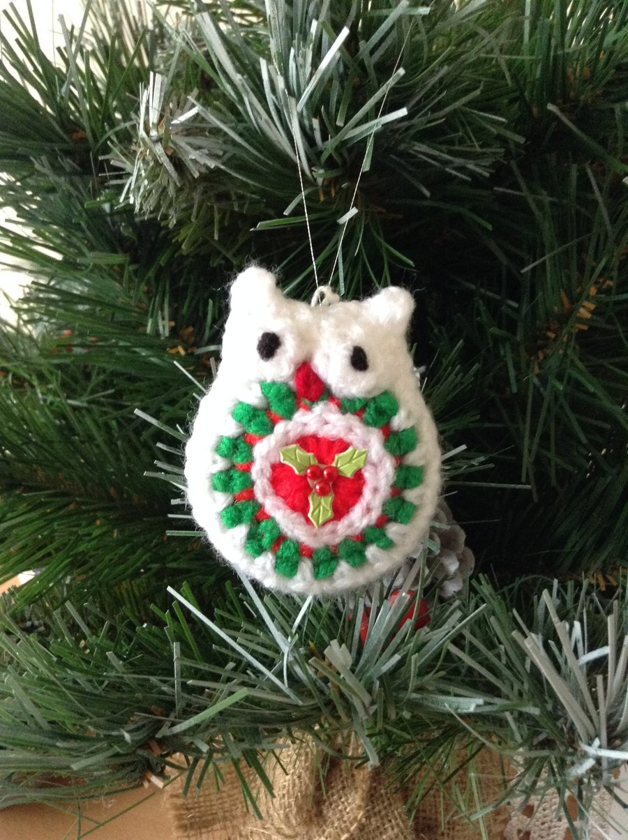 Crochet Owl Christmas Tree Decoration 